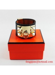 2010 Hermes Black Snakeskin Gold Bangle 1171 Tl2877wv88