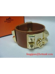 2010 Hermes Brown Leather Gold Bangle 1171 Tl2875Kn56