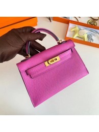 AAA 1:1 Hermes Kelly 19cm Shoulder Bags Epsom Leather KL19 Gold hardware Lavender Tl197yF79