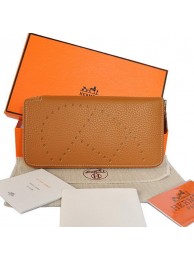 AAA Hermes Evelyn Long Wallet Zip Purse A808 Camel Tl2304zK34