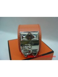 AAA Replica 2009 Hermes Orange Leather Silver Bangle 1171 Tl2867cf50