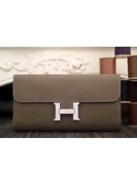 AAA Replica Hermes Constance Long Wallets Original Leather HA909 Grey Wallets Tl2137cf50