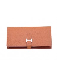 AAAAA Hermes Bearn Japonaise Bi-Fold Wallet Grainy Leather H68942 Wheat Tl2178aM93