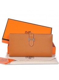 AAAAA Imitation Hermes Bearn Wallet Original Smooth Leather Camel Tl2287Sy67
