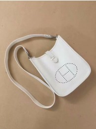 AAAAA Imitation Hermes Evelyne original togo leather mini Shoulder Bag H15698 white Tl462Sy67