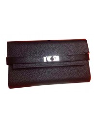 AAAAA Knockoff Hermes Kelly Wallet Togo Leather Bi-Fold Purse HA708W Black Tl2150Pg26