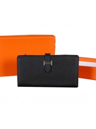 Best 1:1 Hermes Bearn Japonaise Bi-Fold Wallet Original Leather A1018 Black Tl2185OR71