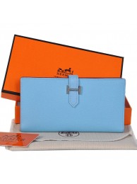 Best 1:1 Hermes Bearn Wallet Original Smooth Leather Light Blue Tl2290eT55