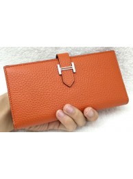 Best Replica Hermes Bearn Japonaise Bi-Fold Wallet Litchi Leather A208 Orange Tl2116bj75