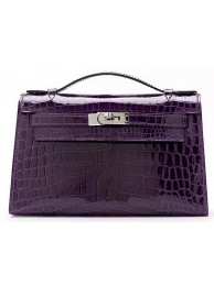 Best Replica Hermes MINI Kelly 22cm Clutch Croco Leather KL22 Purple Tl1088zU69