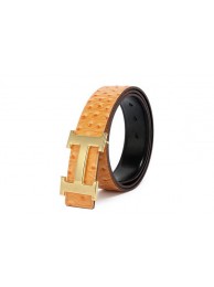 Cheap Copy Hermes Belt Ostrich Leather HB5327 Camel Tl3780Eq45