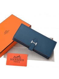 Cheap Hermes Bearn Japonaise Bi-Fold Wallet Original Leather A208 Dark Blue Tl2191ZZ98