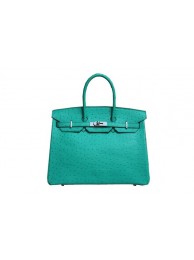 Cheap Hermes Kelly 35cm Top Handle Bag Green Ostrich Leather Silver Tl1826ZZ98