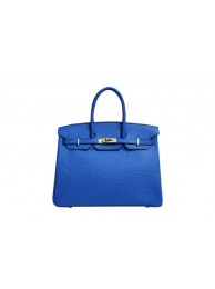 Copy Hermes Kelly 35cm Top Handle Bag Blue Ostrich Leather Gold Tl1827Kn92