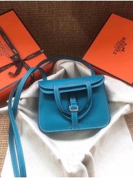 Copy Hermes Original Halzan mini bag H069523 bleu zanzibar Tl720Ey31