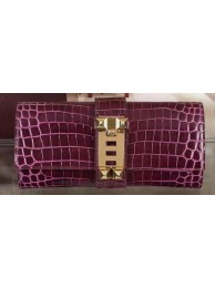 Fake 1:1 Hermes Croco Leather Clutch H88017 Purple Tl1023YK70