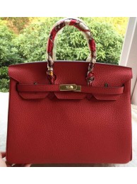 Fake Hermes Birkin 35CM Tote Bag Red Litchi Leather BK35 Gold Tl1112Qv16