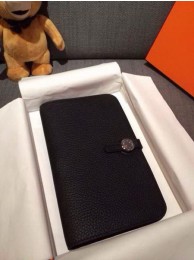 Fake Hermes Compact Passport Holder Original Leather Black Tl2166uQ71