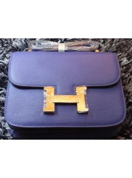 Fake Hermes Constance Bag Litchi Leather H9998 Royal Tl1159GR32