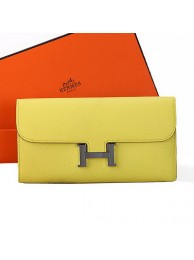 Fake Hermes Constance Long Wallets Original Calfskin Leather A909 Lemon Tl2206pE71