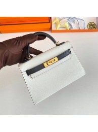 Fake Hermes Kelly 19cm Shoulder Bags Epsom Leather KL19 Gold hardware white&black Tl219Hj78
