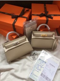 Fake Hermes Kelly 19cm Shoulder Bags Epsom Leather KL19 grey Tl429GR32