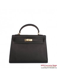 Fake Hermes Kelly 32cm Top Handle Bag Black Togo Leather Gold Tl1910kw88