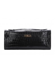 Fake Hermes Kelly Clutch Bag Croco Leather K1002 Black Tl1472qZ31