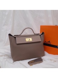 Fake Hermes Kelly togo Leather Tote Bag H2424 grey Tl584Hj78