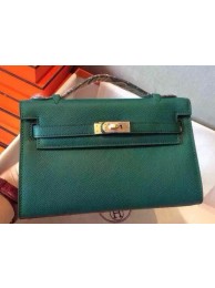 Fake Hermes MINI Kelly 22cm Tote Bag Calfskin Leather K22 Dark Green Tl1039Sq37