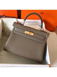 Fake Hermes original Togo leather kelly bag KL320 dark grey Tl701EQ38