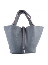 Fake Hermes Picotin Lock MM Bags Clemence Leather H8616 Grey Tl1404Sq37