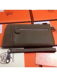 Fake Hermes Zipper Wallet Grainy Leather HA309 Grey Tl2161EQ38