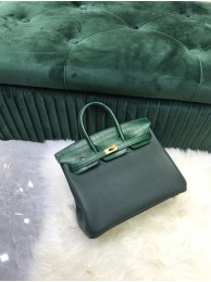 Fashion Hermes Birkin Bag Original Leather crocodile togo HBK2530 blackish green Tl480Of26