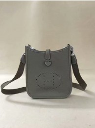 First-class Quality Hermes Evelyne original togo leather mini Shoulder Bag H15698 dark grey Tl459xO55