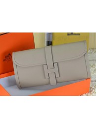 First-class Quality Hermes Jige Clutch Bag Calfskin Leather Grey Tl1519fm32