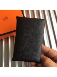 Hermes Bastia Epsom card case H0369 black Tl2037jo45