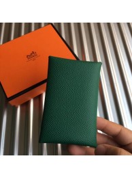 Hermes Bastia Epsom card case H0369 green Tl2032Dq89