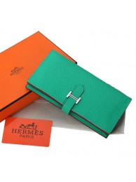 Hermes Bearn Japonaise Bi-Fold Wallet Grainy Leather A208 Light Green Tl2201mm78