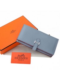Hermes Bearn Japonaise Bi-Fold Wallet Grainy Leather A208 SkyBlue Tl2199Kf26