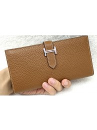 Hermes Bearn Japonaise Bi-Fold Wallet Litchi Leather A208 Wheat Tl2109fj51