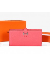 Hermes Bearn Japonaise Bi-Fold Wallet Original Leather A1018 Pink Tl2187Yr55