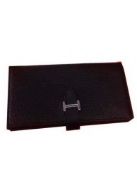 Hermes Bearn Japonaise Grainy Leather Wallet H8622W Black Tl2157np57