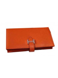 Hermes Bearn Japonaise Grainy Leather Wallet H8622W Orange Tl2159Rc99