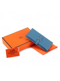 Hermes Bearn Japonaise Tri-Fold Wallet A308 Blue Tl2334HB29