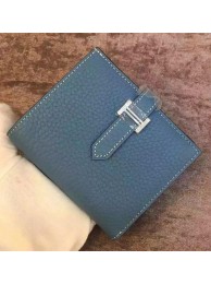 Hermes Bi-Fold Wallet Togo Leather H512 Blue Tl2070hc46