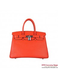 Hermes Birkin 30CM Tote Bags Orange Clemence Leather Silver Tl1892uk46