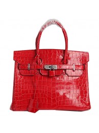 Hermes Birkin 30CM Tote Bags Red Iridescent Croco Leather Silver Tl1620Sy67