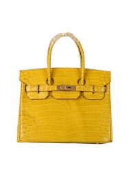 Hermes Birkin 30CM Tote Bags Yellow Iridescent Croco Leather Gold Tl1621dE28