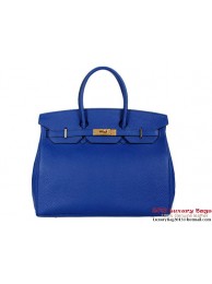 Hermes Birkin 35CM RoyalBlue Clemence Leather Tote Bag Gold Tl1898cP15
